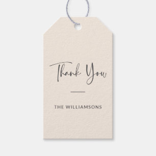 Minimalist Personalised Beige Cream Thank You Gift Tags