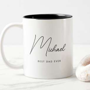 Minimalist Personalised Best Dad Ever Two-Tone Coffee Mug
