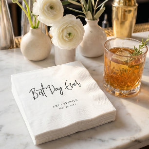 Minimalist Personalised Best Day Ever Wedding Napkin