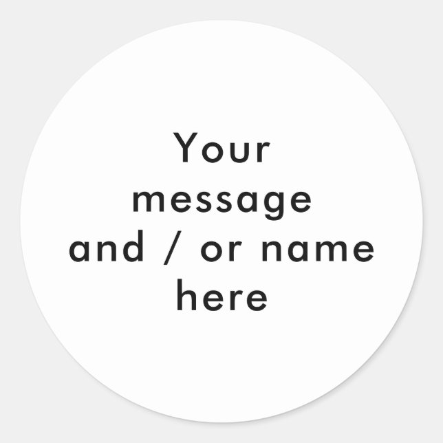 Minimalist Personalised Black and White Classic Round Sticker (Front)