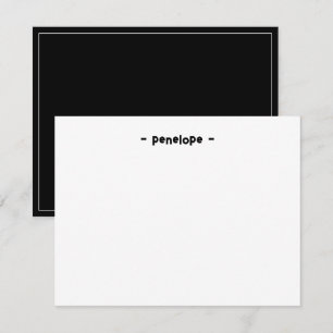 Minimalist Personalised Black and White Stationery Card