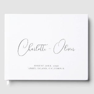 Minimalist Personalised Black Typography Wedding Guest Book