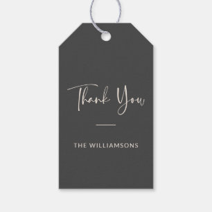 Minimalist Personalised Black White Thank You Gift Tags