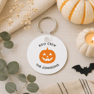 Minimalist Personalised Boo Crew Halloween Key Ring
