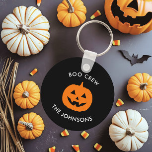 Minimalist Personalised Boo Crew Halloween Key Ring
