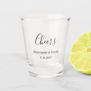 Minimalist Personalised Cheers Wedding Shot Glass