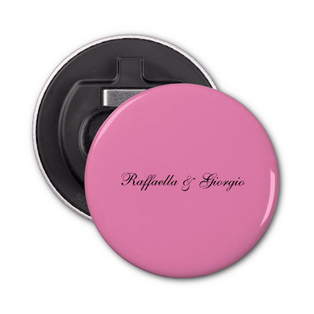 Minimalist personalised customised name pink colou bottle opener (Front)