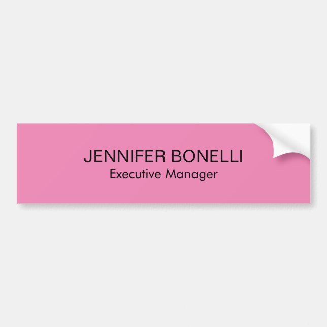 Minimalist personalised customised name pink colou bumper sticker (Front)