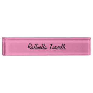 Minimalist personalised customised name pink colou nameplate