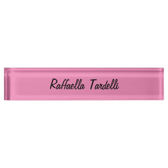 Minimalist personalised customised name pink colou nameplate (Front)