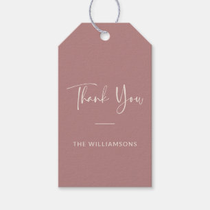 Minimalist Personalised Dusty Rose Thank You Gift Tags