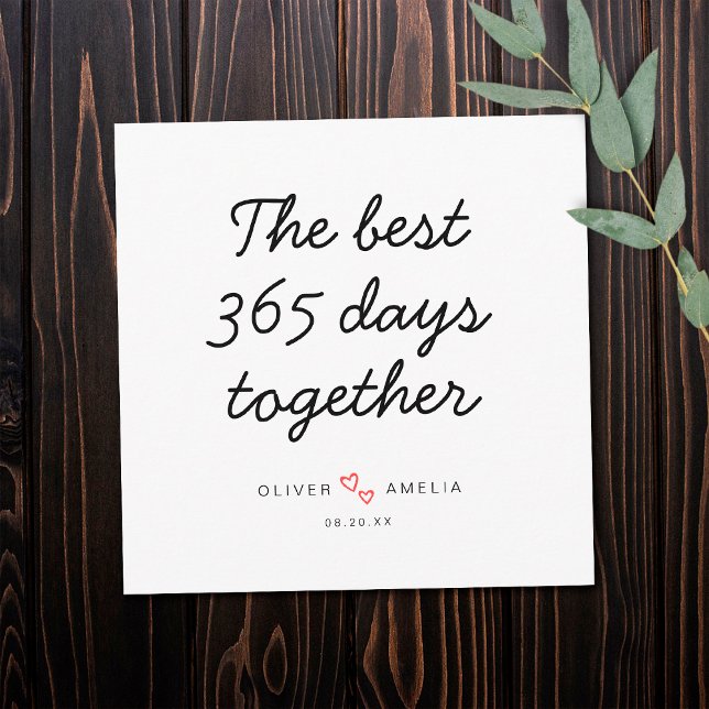 Minimalist Personalised First Wedding Anniversary Card (Front)