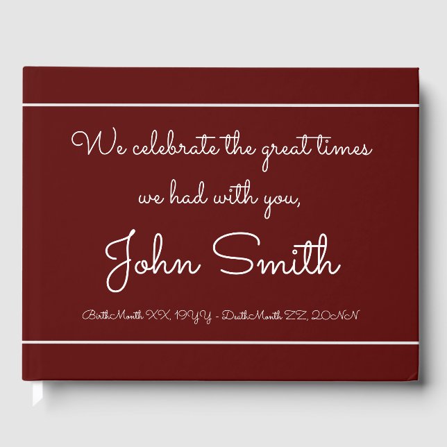 Minimalist & Personalised Funeral Guest Book (Front)