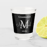 minimalist personalised  groomsmen black white   shot glass<br><div class="desc">elegant minimalist personalised groomsmen black white Shot Glass</div>