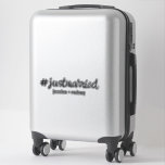Minimalist Personalised Just Married Hashtag<br><div class="desc">#justmarried hashtag sticker in modern calligraphy writing for suitcases, cars and more. Just add your names or any custom text. You can also add your own hashtag if you like, but may need to ajust the font size to make sure it fits. To do this click on "Edit using design...</div>
