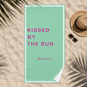 Minimalist Personalised Kissed by the Sun Beach Towel
