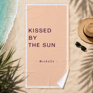Minimalist Personalised Kissed by the Sun Beach Towel