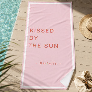 Minimalist Personalised Kissed by the Sun Beach Towel