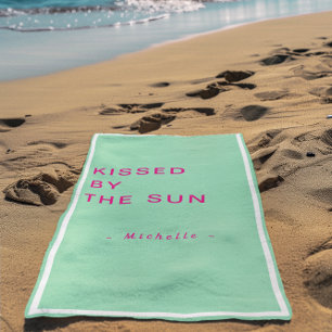Minimalist Personalised Kissed by the Sun Beach Towel