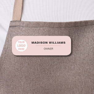 Minimalist Personalised Logo Blush Pink Name Tag