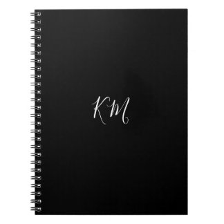 Minimalist personalised monogram initials black  notebook
