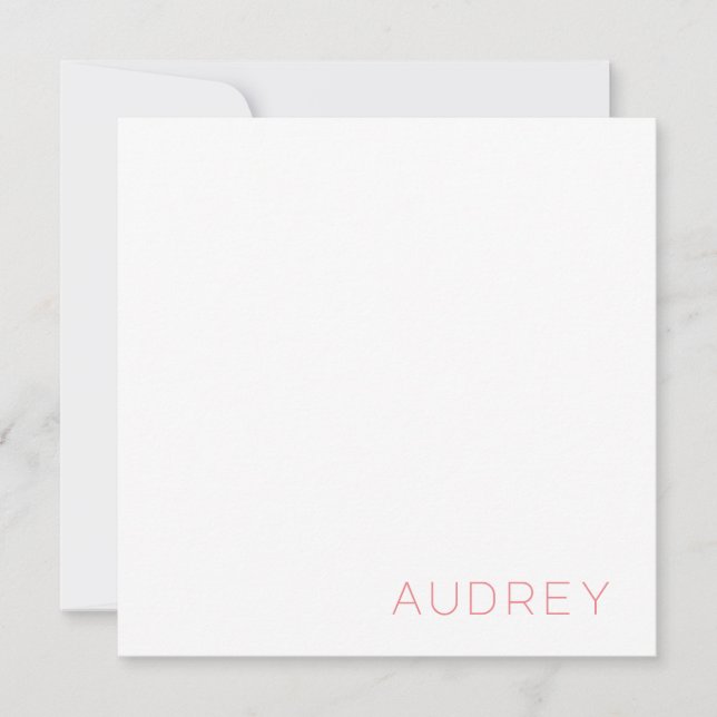 Minimalist Personalised Monogram Name Pink Card (Front)