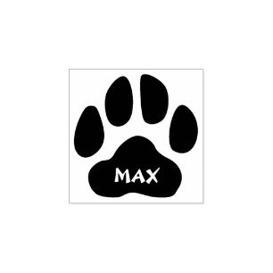 Minimalist Personalised Paw Print Rubber Stamp Max