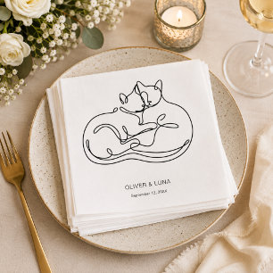 Minimalist Personalised Pet Cat Wedding Napkin