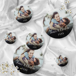 Minimalist Personalised Photo Script Name Date Confetti