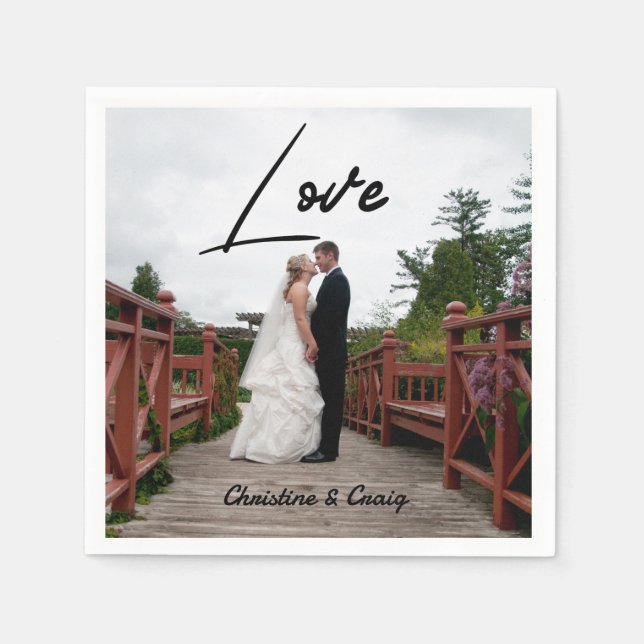 Minimalist Personalised Photo Script Name Date Nap Napkin (Front)