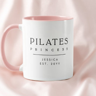 Minimalist Personalised Pink Pilates Princess Mug