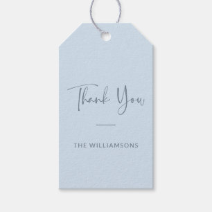Minimalist Personalised Soft Blue Family Thank You Gift Tags