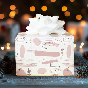 Minimalist Personalised Soft Pink, Names & Message Wrapping Paper