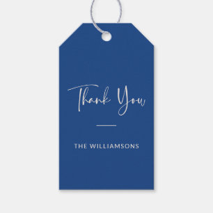 Minimalist Personalised Vibrant Blue Thank You Gift Tags