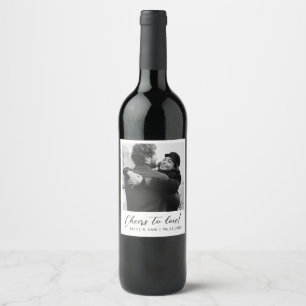 Minimalist Personalised Wedding Photo Favour  Wine Label