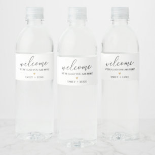 Minimalist Personalised Wedding Welcome Water Bottle Label