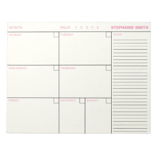 Minimalist Personalised Weekly Planner Agenda Note