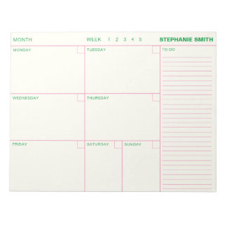 Minimalist Personalised Weekly Planner Agenda Note