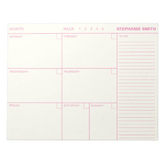 Minimalist Personalised Weekly Planner Agenda Note