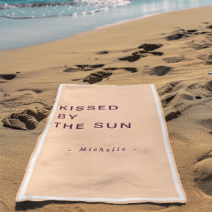 Minimalist Personalized Kissed by the Sun Beach Towel