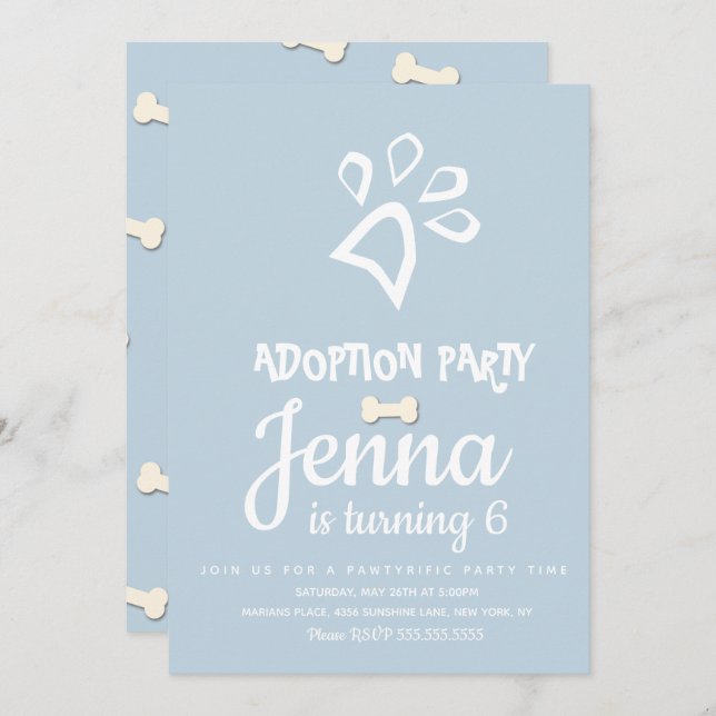 Minimalist Pet Dog Paw Birthday Party  Invitation (Front/Back)