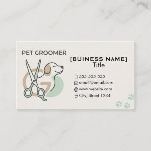 Minimalist Pet Groomer Custom Business Card 
