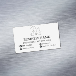 Minimalist Pet Groomer Elegant Logo Monoline Magnetic Business Card