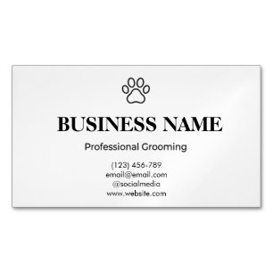 Minimalist Pet Grooming Professional Elegant White Magnetic Business Card