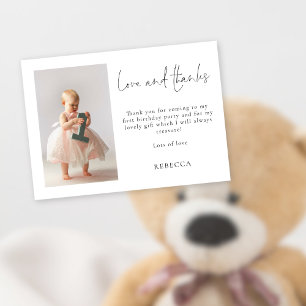 Minimalist  Photo 1st Birthday Love and Thanks Card