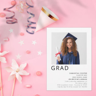 Minimalist Photo 2022 White Graduation Invitation