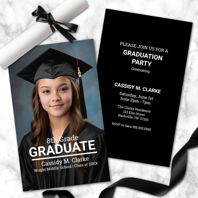 Minimalist Photo 8th Grade Grad Enclosure Card (Creator Uploaded)
