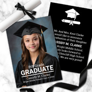 Minimalist Photo 8th Grade Graduation Announcement