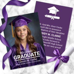 Minimalist Photo 8th Grade Graduation Announcement