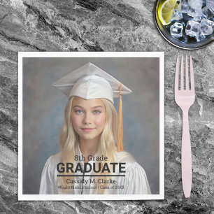 Minimalist Photo 8th Grade Graduation Napkin